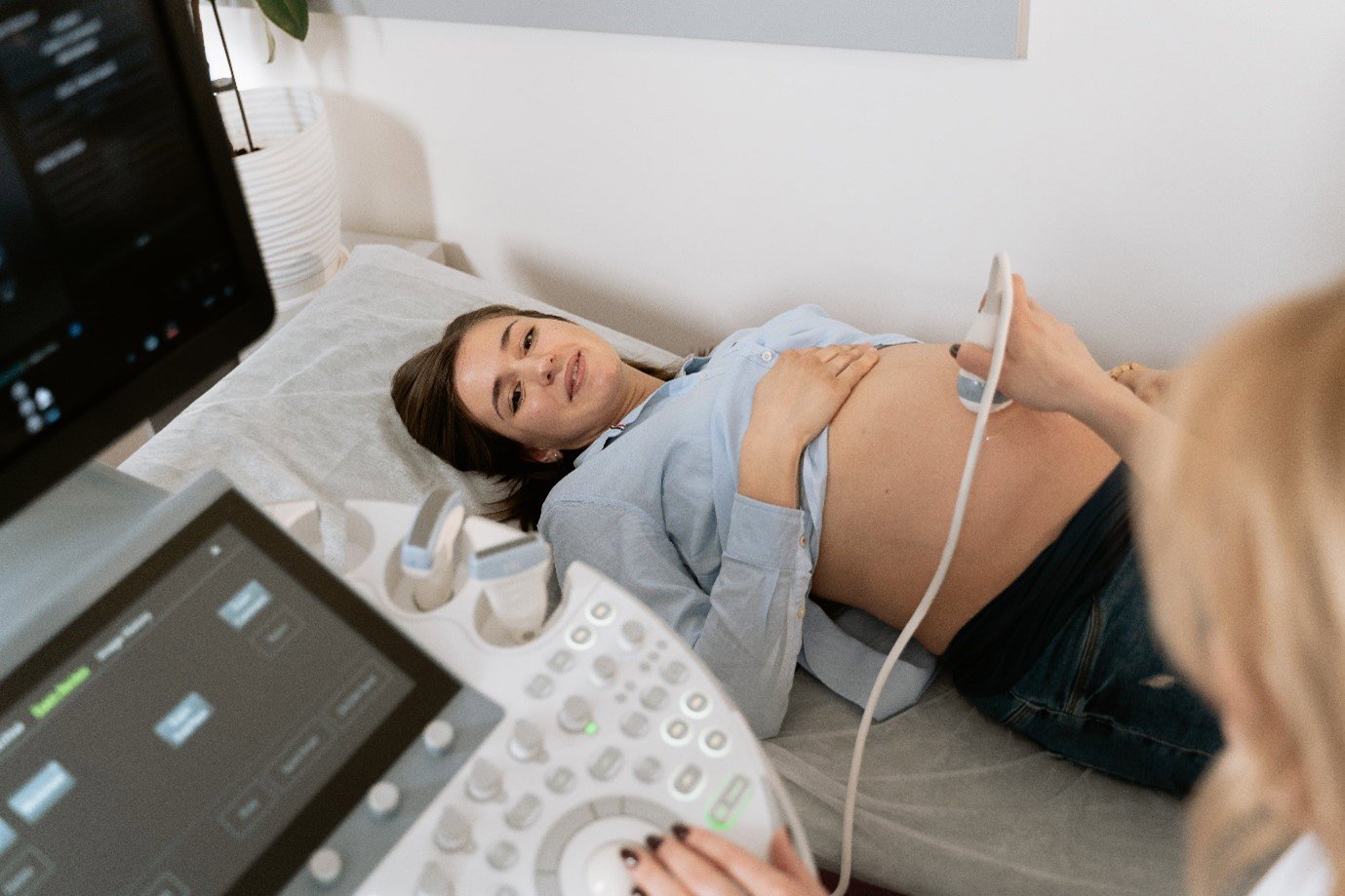 a woman receiving an ultrasound scan