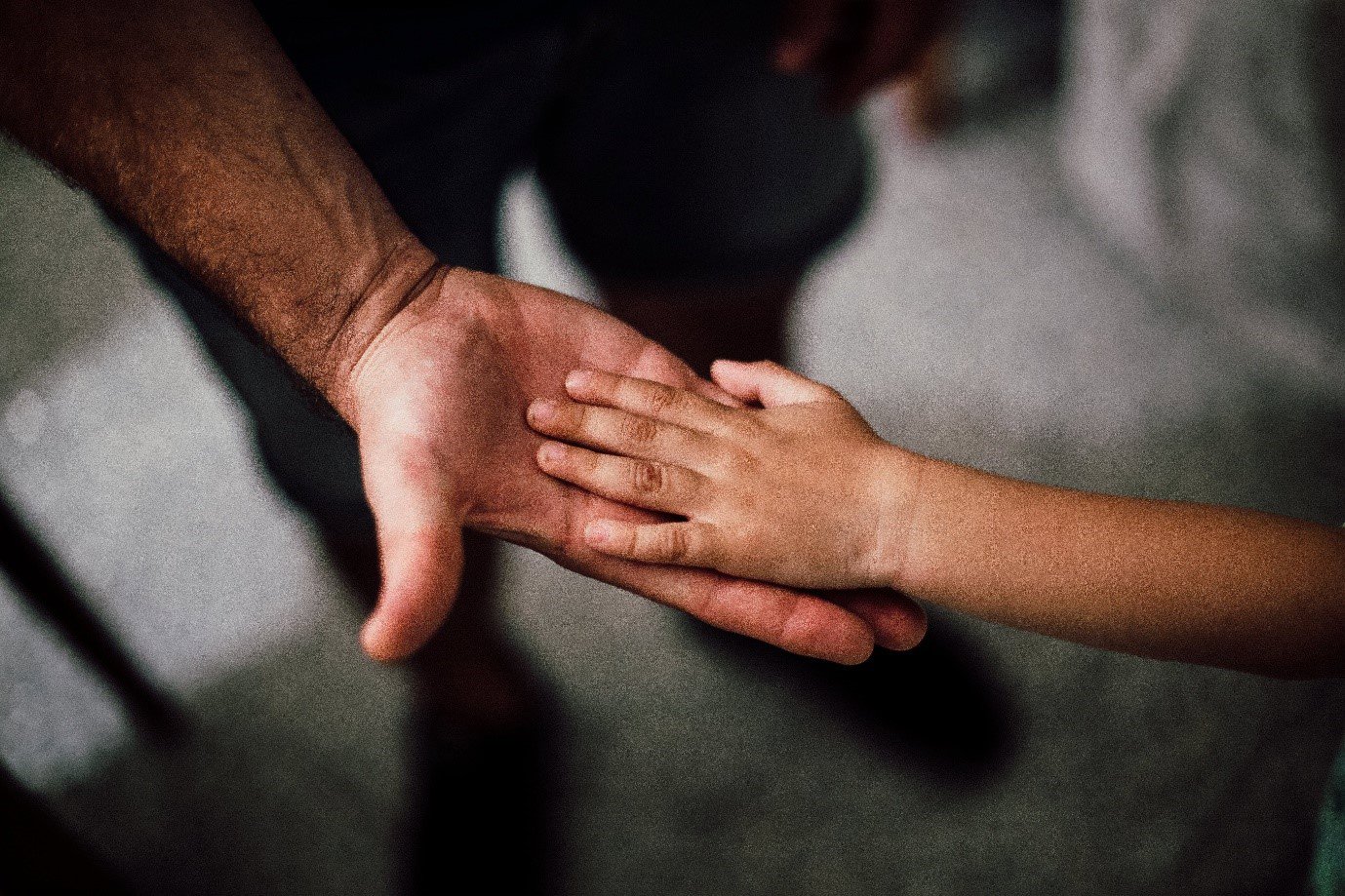 a child placing their hand into an adult's hand