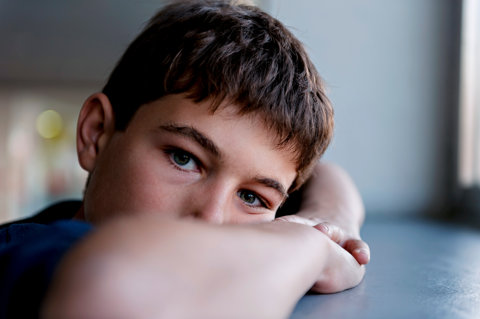 Child Looking Through A Window